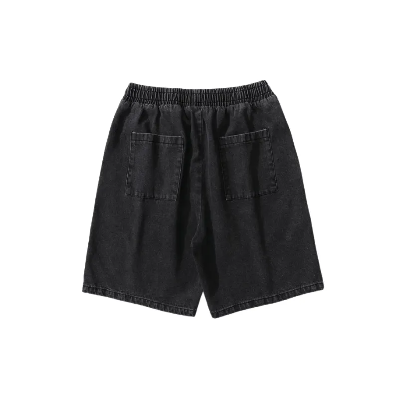 Retro Washed Denim Shorts-5
