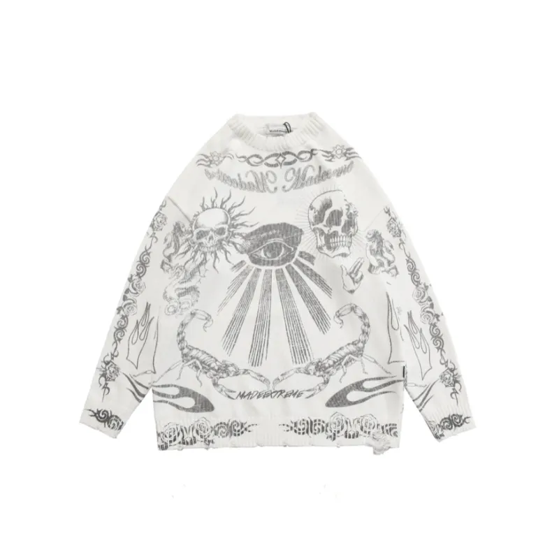 Skull Print Sweater-0