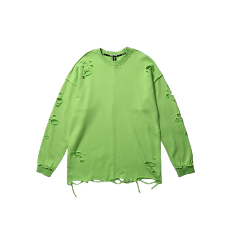 Distressed Lazy Loose Pullover Sweatshirt-12