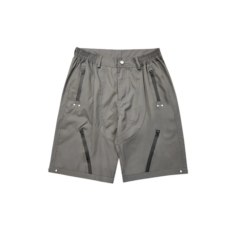 Functional Zipper Shorts with Loose Style-0
