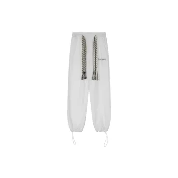 Woven Drawstring Decorative Ankle Pants