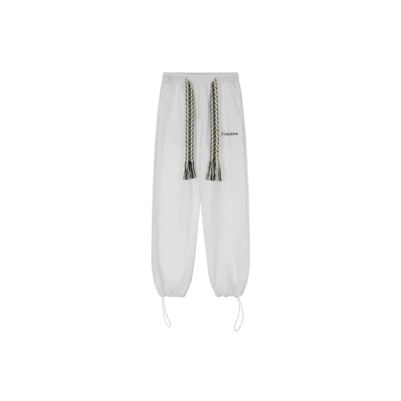 Woven Drawstring Decorative Ankle Pants-2