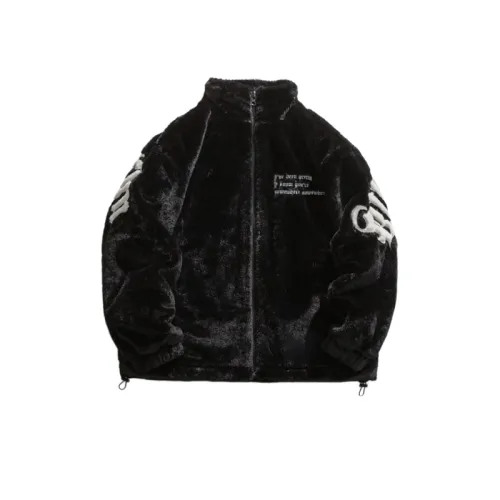 Street Letter Embroidered Plush Jacket