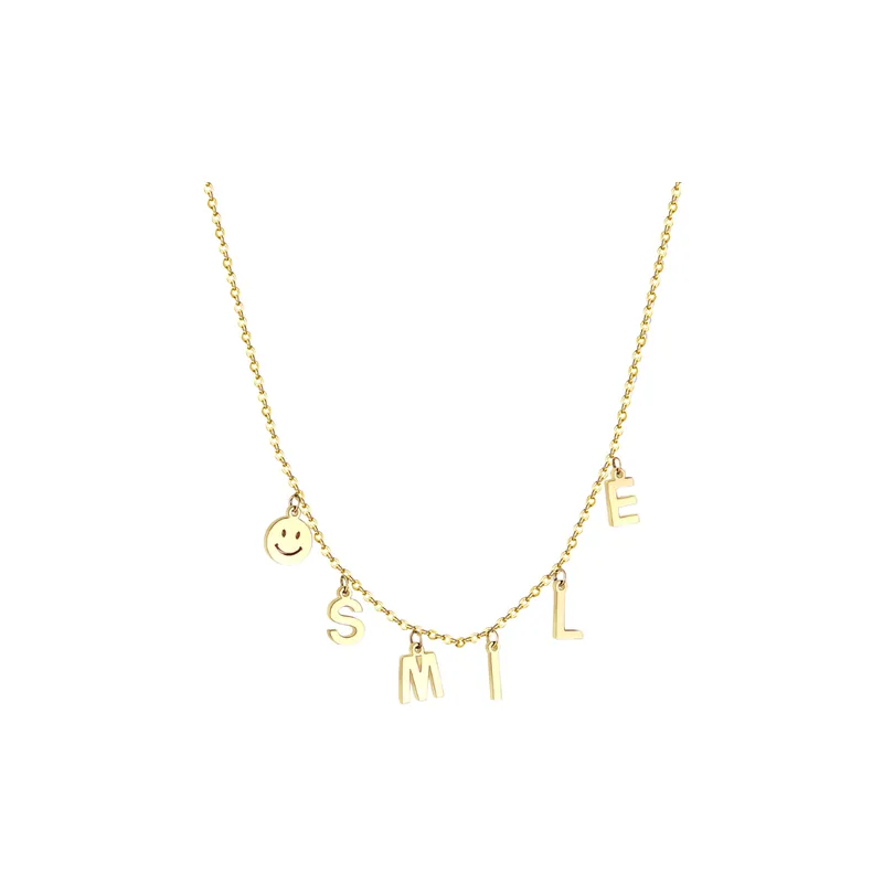 Letter Shaped Stainless Steel Pendant Necklace-0