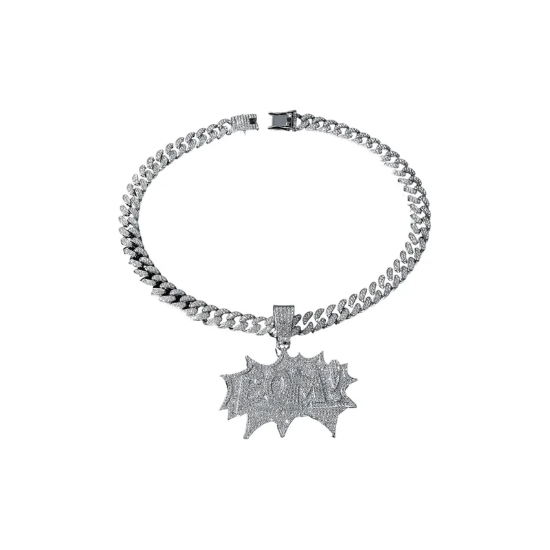 Hip Hop Bold Diamond Letter Necklace-0