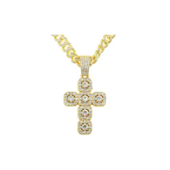 Diamond Cross Pendant Cuban Chain