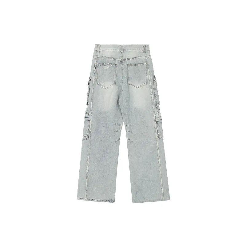 Loose Fashion Denim Cargo Pants-5