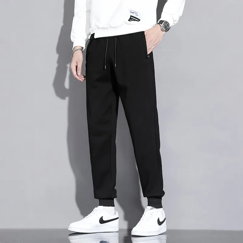 Plain Loose Cotton Blended Fabric Casual Pants Unisex-5