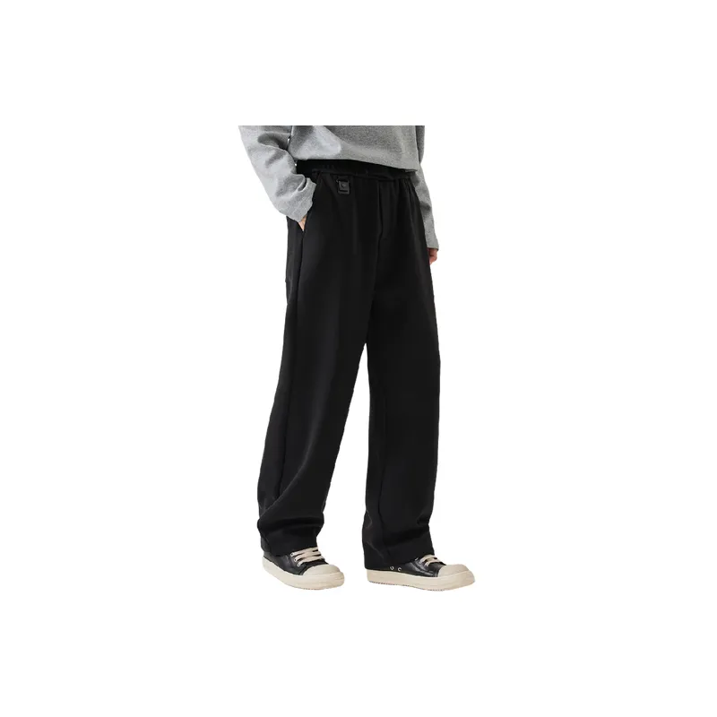 Fashionable Loose Straight Leg Blended Synthetic Fabrics Casual Pants-1