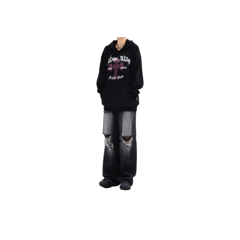 Back Letter Printed Heavy Hooded Sweater-3