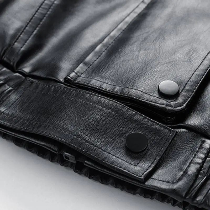 Fashionable Simple Leather Jacket-7