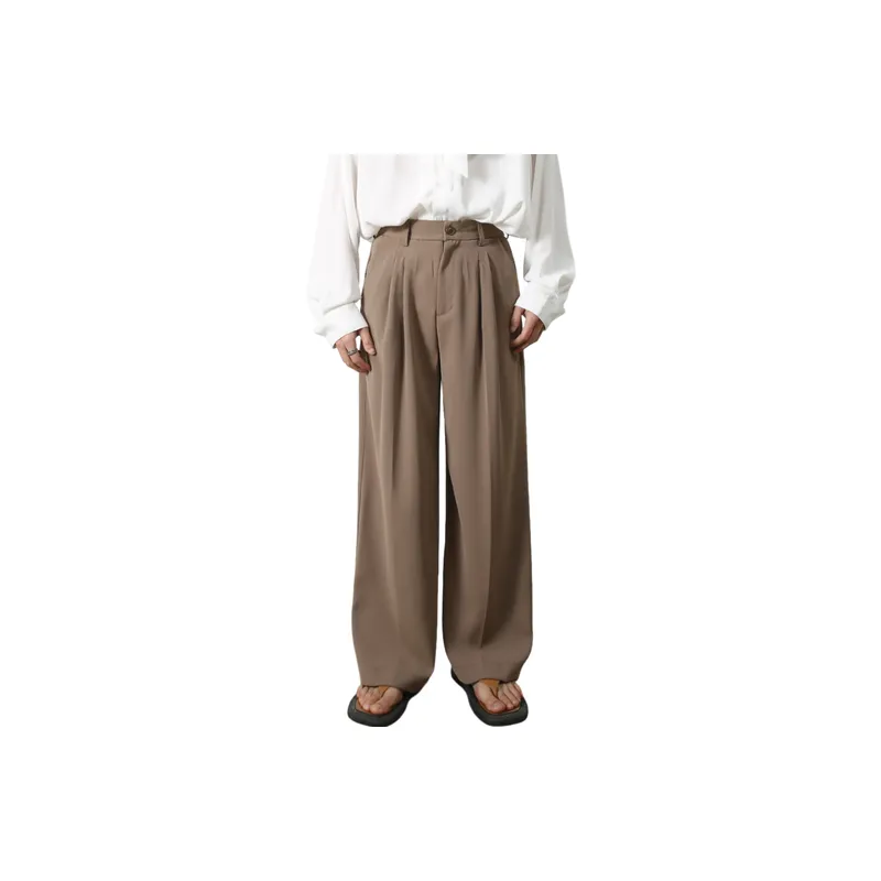 Casual Loose Blended Synthetic Fabrics Suit Trousers-4
