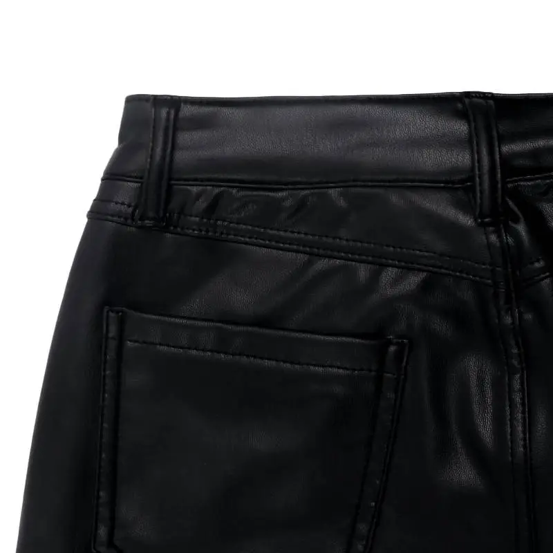 Casual Fashionable Loose Leather Pants-5