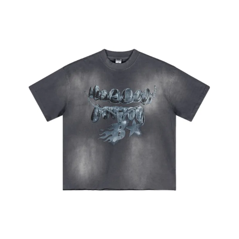 Loose Fashion Washed Brand T Shirt-0