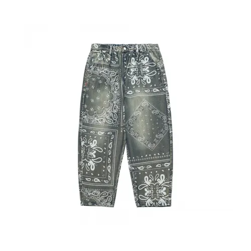 ZAZN Jeans Womens Ecru With Small Red Flower Print
