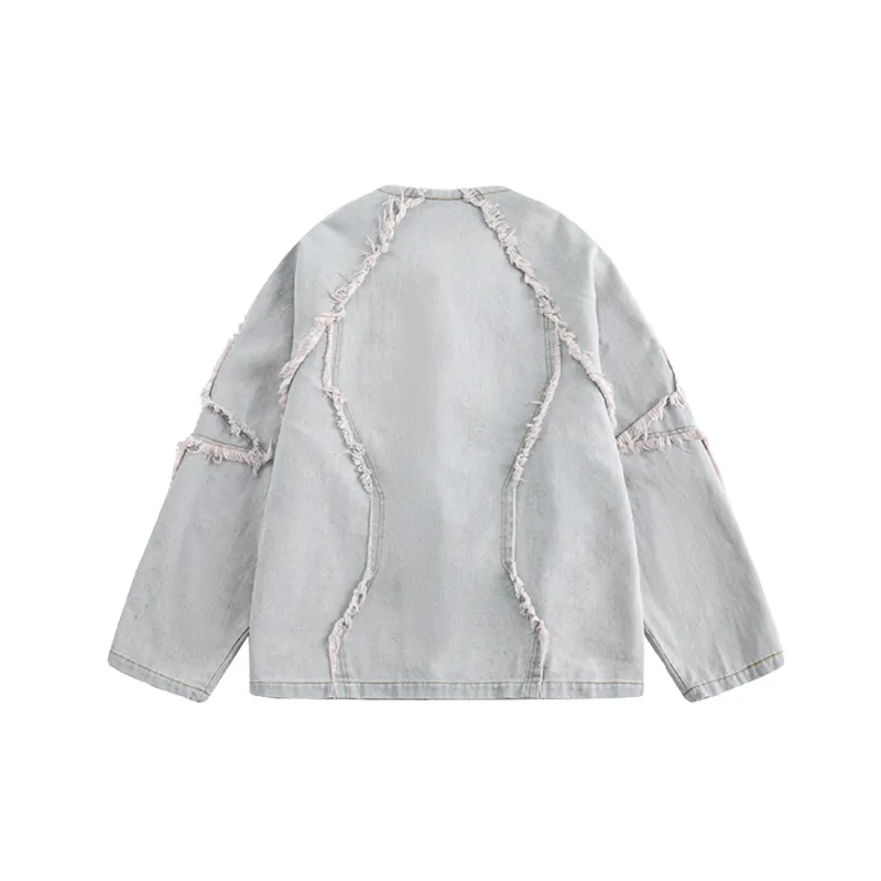 Rough Edge Denim Crewneck Jacket-1