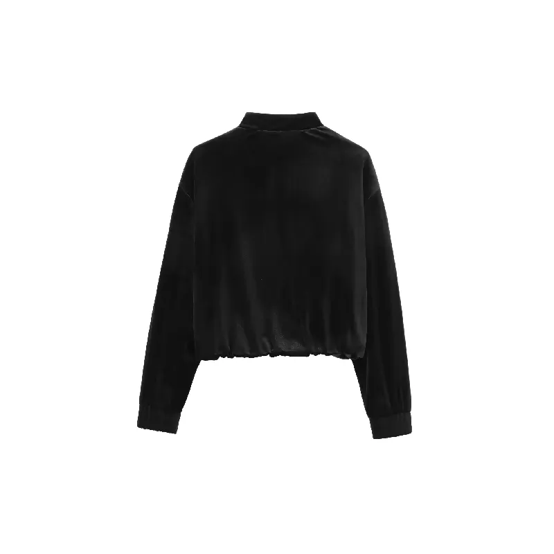 Casual Fashionable Polyester Velvet Jacket Women-1