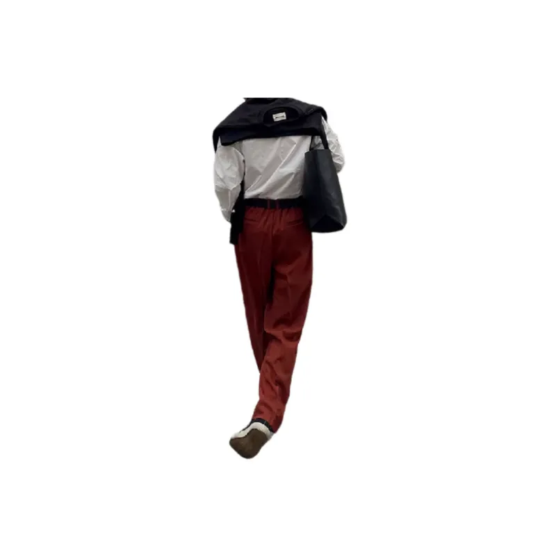 Loose Plain Polyester Suit Trousers-1