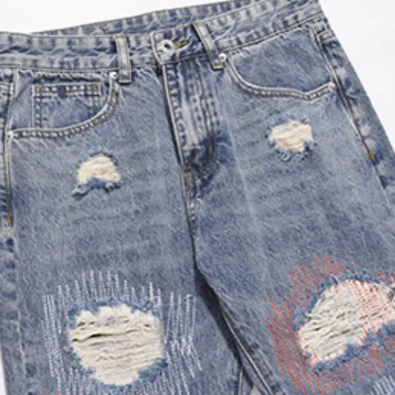 Trendy Embroidered Jeans-4