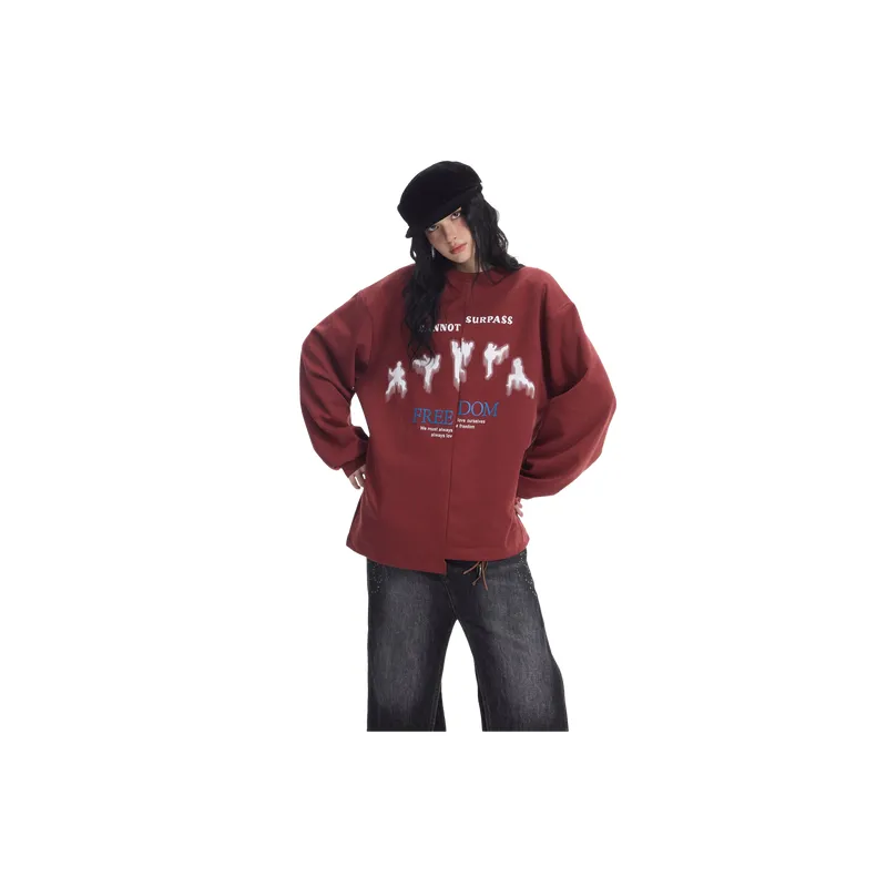Funky Long Sleeve Cotton Blended Fabric Sweatshirt-6