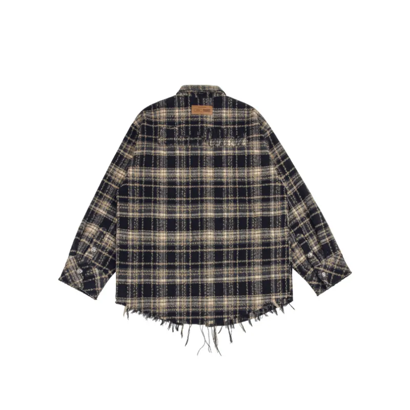 Retro Plaid Rared Loose Shirt-1