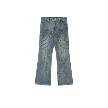 Straight Design Stitching Jeans