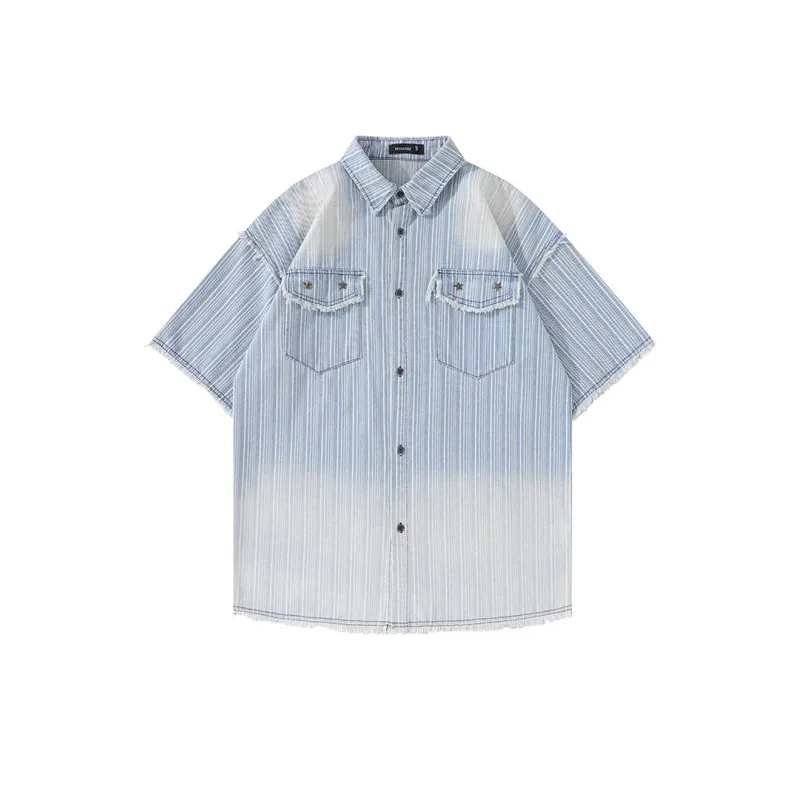 Retro Washed Fashion Denim Shirt-0