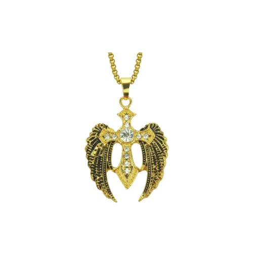 Creative Hip-Hop Diamond Wings Pendant Necklace