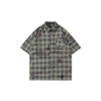 Street Trend Plaid Short Sleeve Shirt