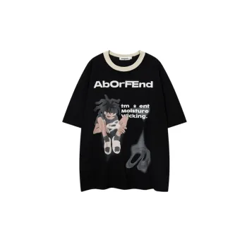 Loose Cotton Color Collision Round Neck Body Shirt