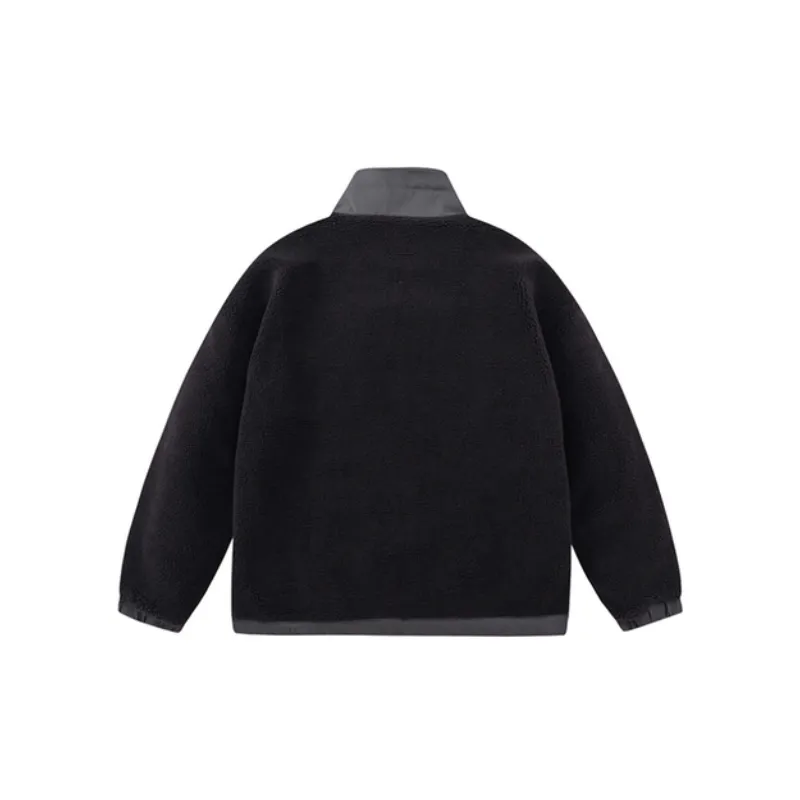 Retro Lamb Fleece Stitching Coat-1