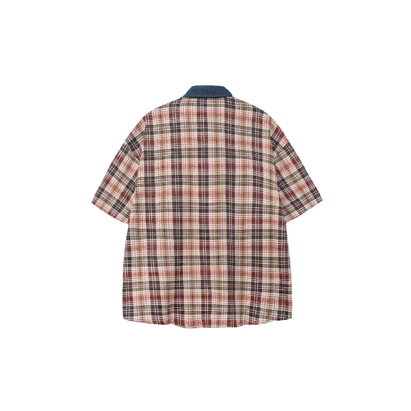 Loose Plaid Blended Synthetic Fabrics Shirt Unisex-1