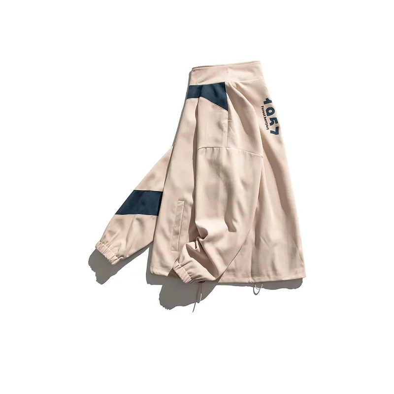 Color Block Letter Print Stand collar Jacket-2