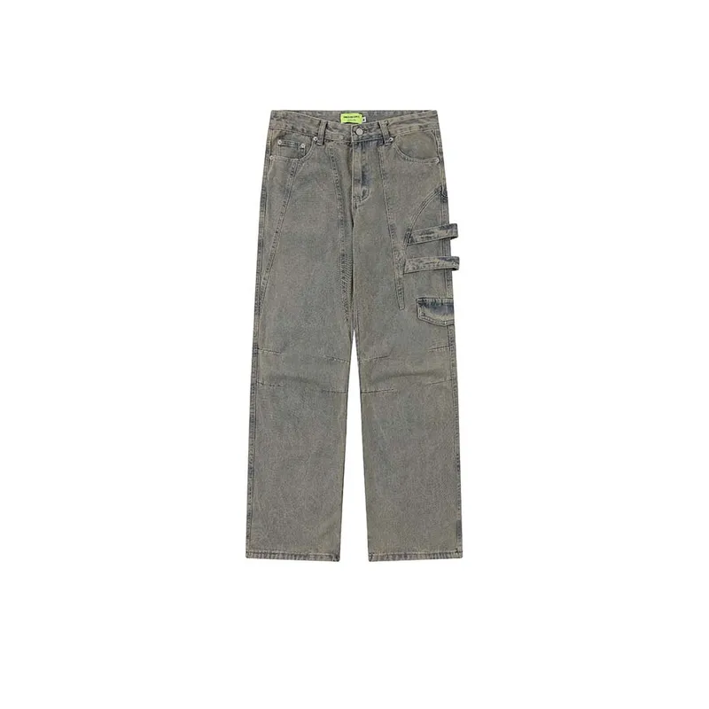Loose Washed Distressed Jeans-0