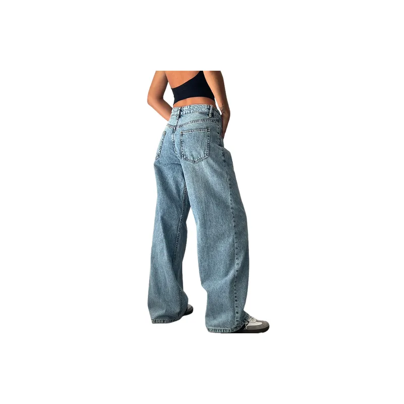 Washed Straight Leg Jeans Women-6