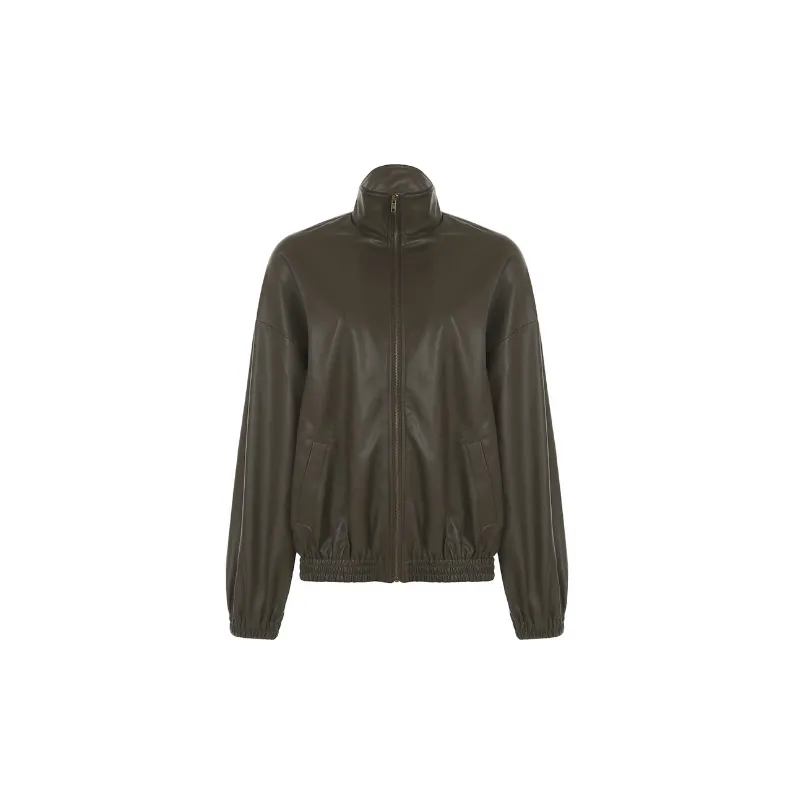 Cool Simple Leather Jacket Women-0