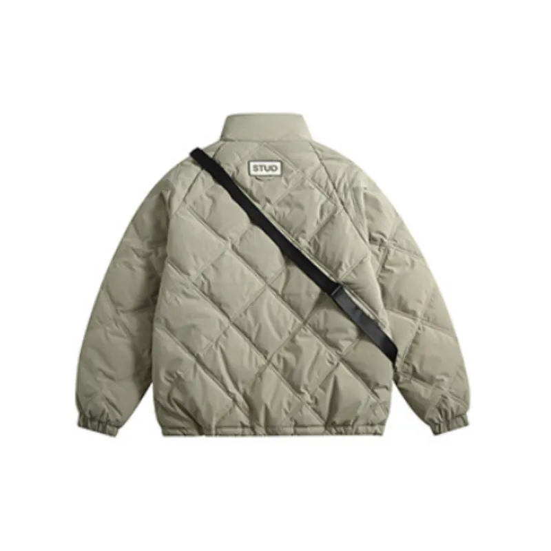 Simple Thickened Solid Color Stand Collar Down Jacket-1