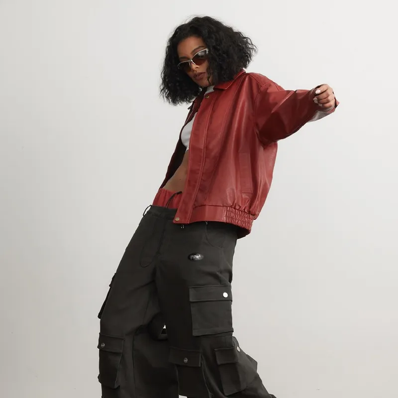 Cool Fashionable PU Leather Jacket-3