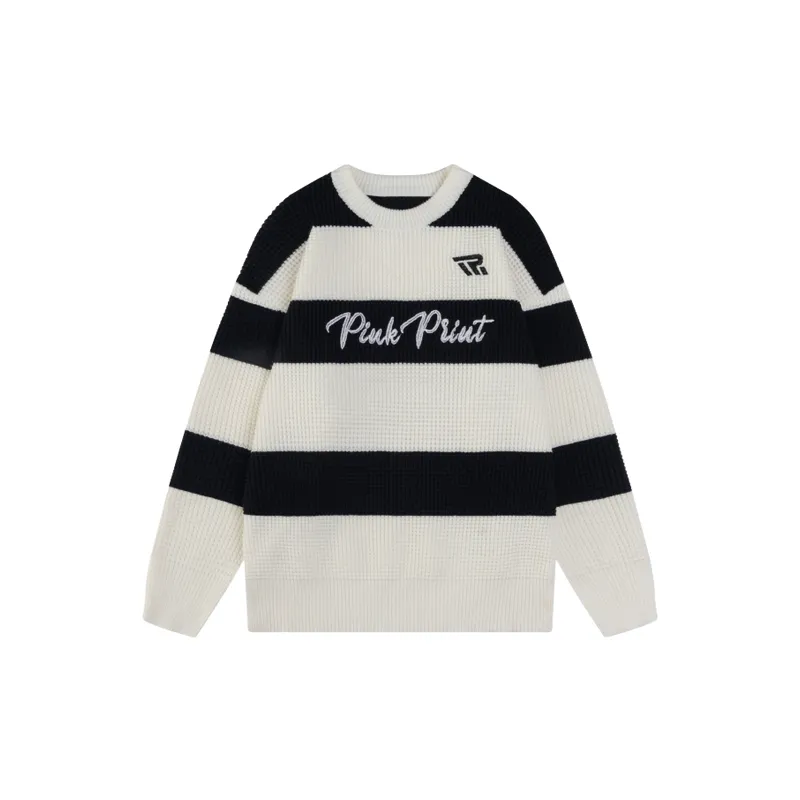 Striped Loose Cotton Blended Fabric Sweater-0