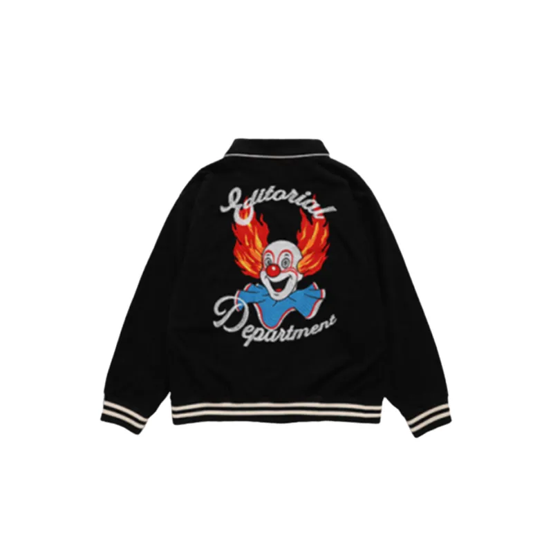Tide Street Style Clown Flame With Embroidery Jacket-1