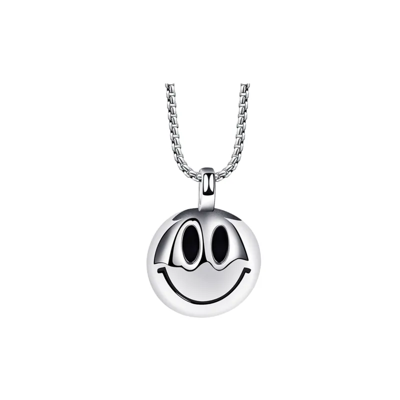 Titanium Steel Smiley Face Pendant Necklace-3