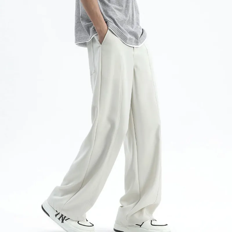 Casual Loose Blended Synthetic Fabrics Suit Trousers-2