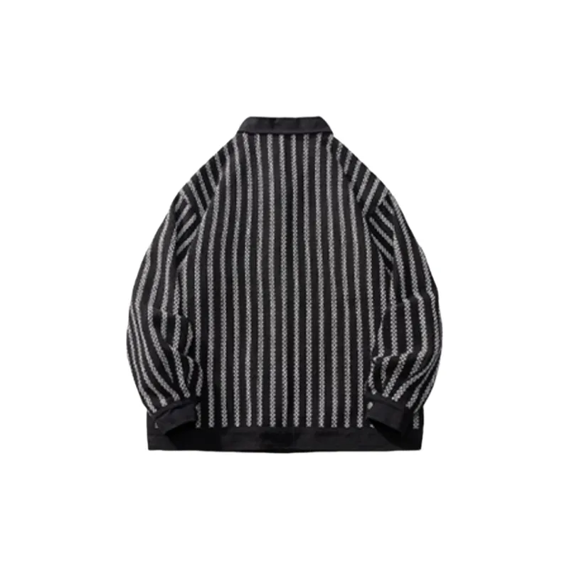 Retro Striped Stitching Jacket-4