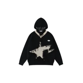 Retro Star Hole Design Hoodie
