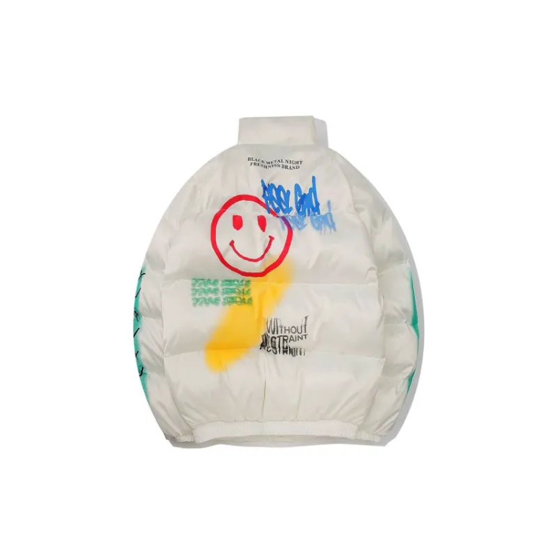 High Street Graffiti Spray Paint Cotton padded Jacket-6