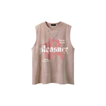 Retro Letter Blended Synthetic Fabrics Vest