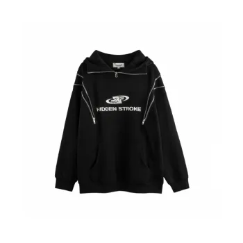 Zipper Design Loose Cardigan Fleece lined Hoodie