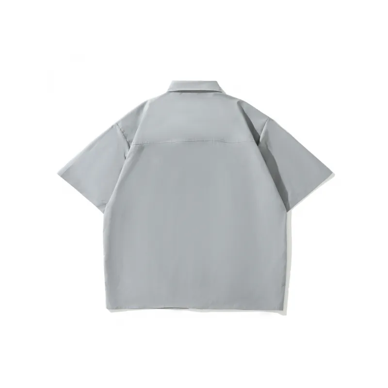 Retro Splicing Short Sleeved Shirt-1