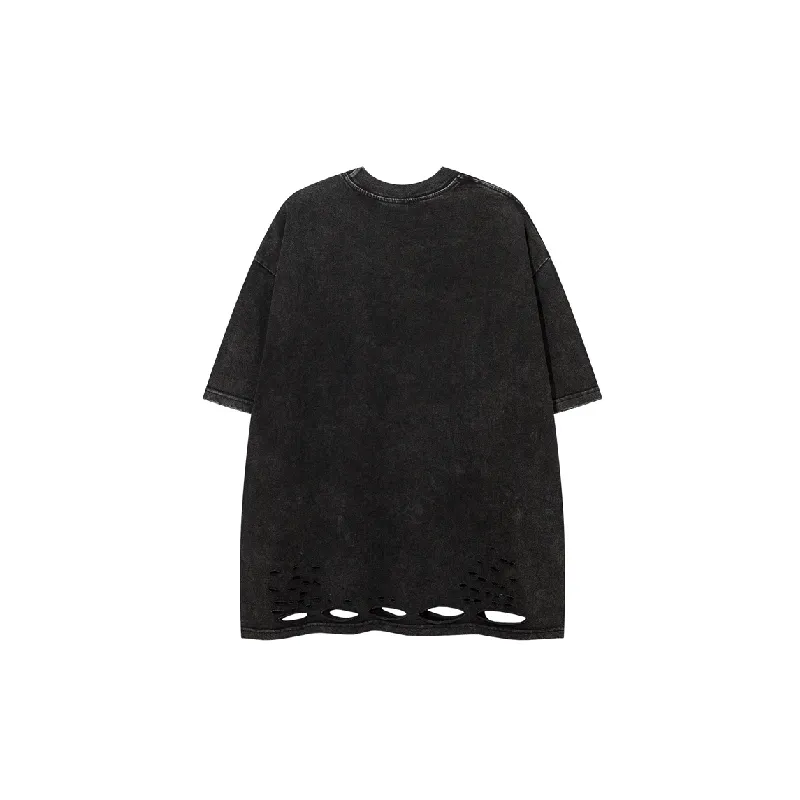 Fashionable Ripped Cotton Blended Fabric T Shirt Unisex-1