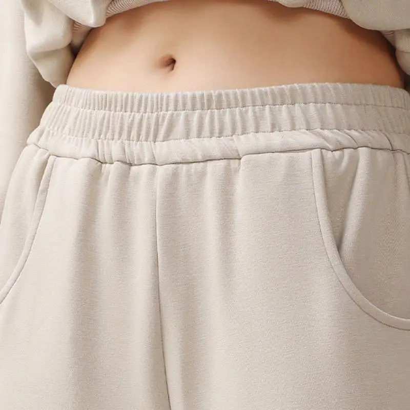 Simple Loose Polyester Casual Pants Women-3